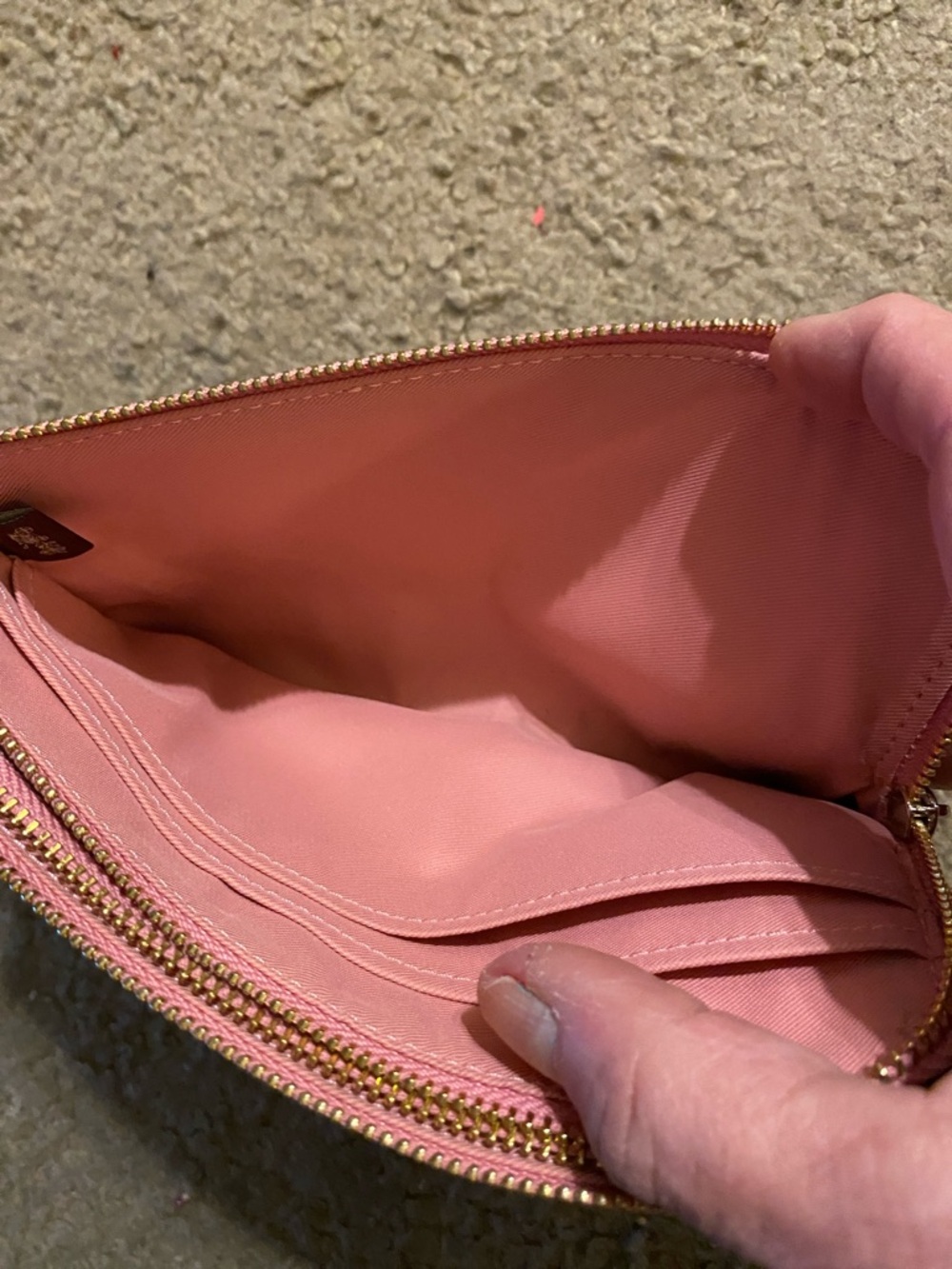 Coach Beige Signature Canvas Wristlet with Pink Trim - Picture 6 of 8